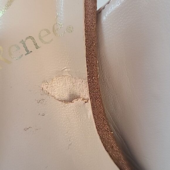 J. Renee Jadan Copper Bronze Satin Peep Toe  Kitten Heel Slingback  Size 7.5 N - Picture 6 of 14